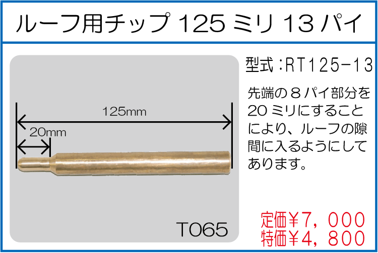 RT125-13 ルーフ用チップ125ミリ13パイ