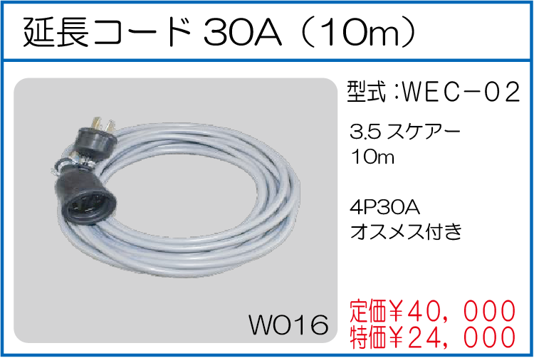 WEC-02 延長コード30A(10m)